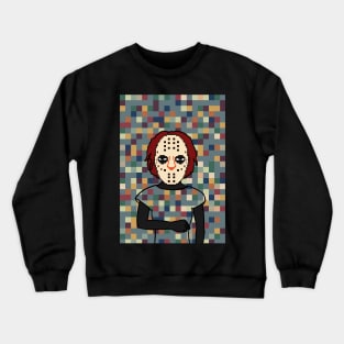 Kain - Pixelated Female Character with Dark Eyes and Gray Pixel Accent Crewneck Sweatshirt